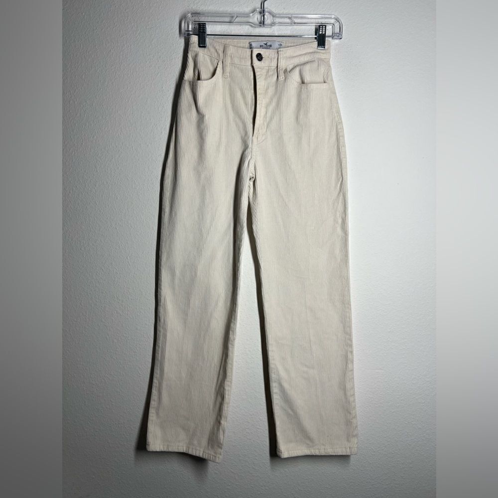 Hollister Juniors Sz 0S W 24 White Straight High Rise Corduroy Pants Casual